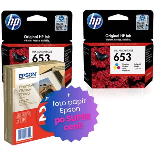 Epson Komplet kartuš HP nr.653 (BK + CMY), original + foto papir po SUPER ceni