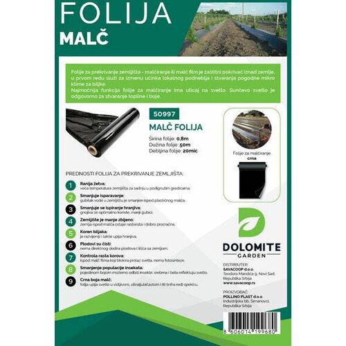 Dolomite Malč folija 0.8 x 50m 20mic Cene