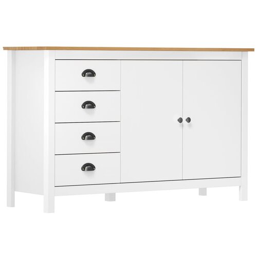 VidaXL Komoda Hill Range bijela 130 x 40 x 80 cm od masivne borovine Slike
