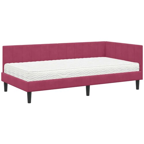  Kutni krevetni okvir s madracem 2 kom. Vinska crvena 100 x 200 cm Slike