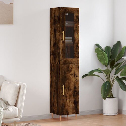 vidaXL Visoka komoda dimljeni hrast 34 5x34x180cm konstruiranog drva Cijene