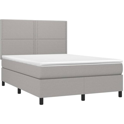  Krevet box spring s madracem svjetlosivi 140x200 cm od tkanine Slike