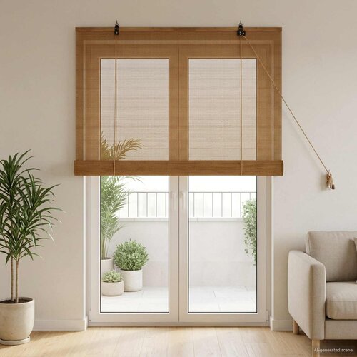 Rolo zavjesa Smeđa 90 x 220 cm Bambus Slike