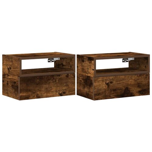 Maison Chic Stenski Dvo delni komplet Nočne omarice - Nočne mize dimljeni hrast 45x26x28,5 cm, (21688257) Slike