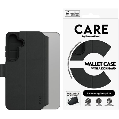 PanzerGlass CARE by &reg; Feature Wallet Case w. Kickstand Samsung Galaxy S25 maska za mobitel Poklopac Crno Cene
