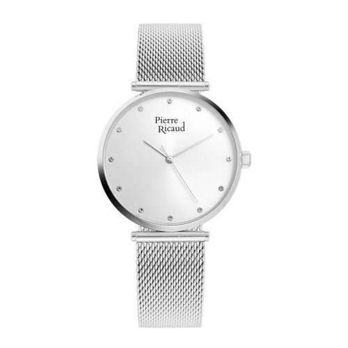 Pierre Ricaud ženski quartz swarovski point srebrni elegantni ručni sat sa srebrnim pancir kaišem ( p22035.5143q ) Slike