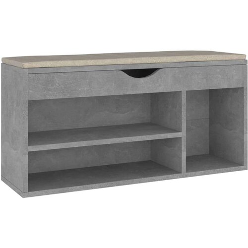 VidaXL klupa za cipele s jastukom boja betona 104 x 30 x 49 cm iverica Slike