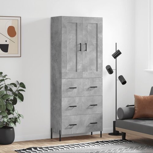 vidaXL Visoka komoda siva betona 69 5x34x180 cm od konstruiranog drva Cijene