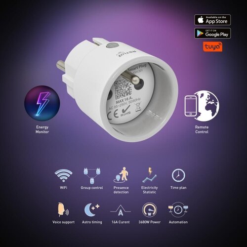 Retlux Pametna utičnica 3680W/230V/Tip E/16A Wi-Fi Tuya Slike
