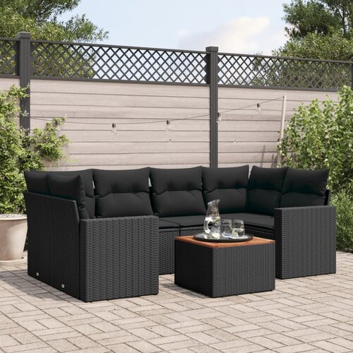vidaXL 7-dijelni set vrtnih sofa od poliratana s jastucima crni Cijene