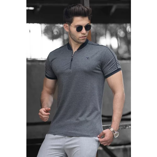 Madmext Anthracite Polo Neck Men's T-Shirt 9281