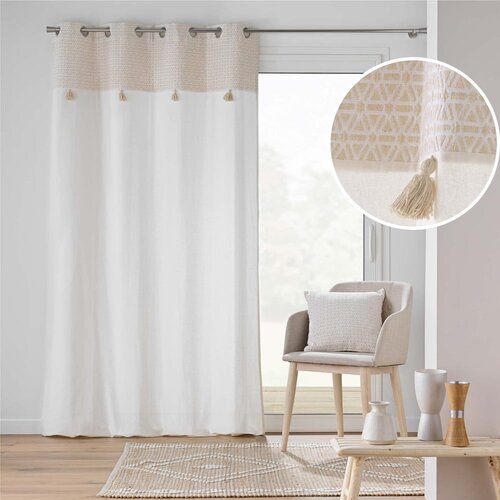 Douceur d int&amp;eacute;rieur Bela/bež zavesa iz me&amp;scaron;anice bombaža 140x240 cm Milano &amp;ndash; Slike