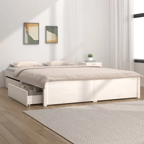 vidaXL Okvir za krevet s ladicama bijeli 160 x 200 cm