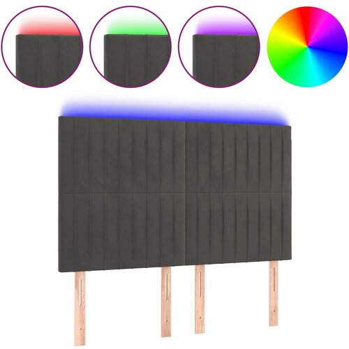 Maison Chic led posteljno vzglavje - vzglavna omarica - nočna omarica temno sivo 144x5x118/128 cm žamet, (21707718) Slike