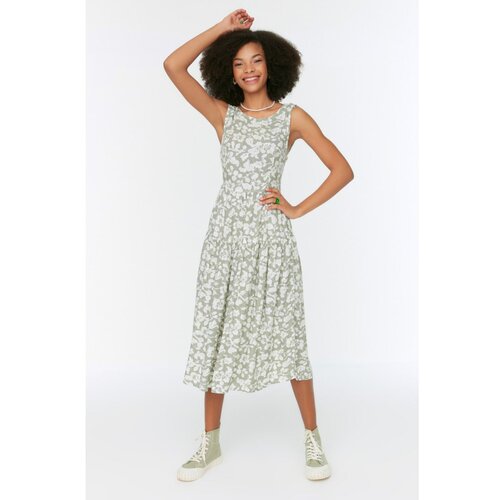 Trendyol Mint Back Detailed Patterned Dress Slike