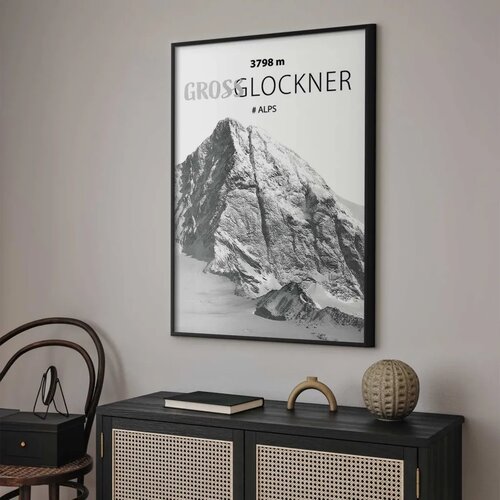  Plakat - Majestic mountain peak Glosslockner mountain crown mountain landscape 29.7x42 Crni okvir Slike