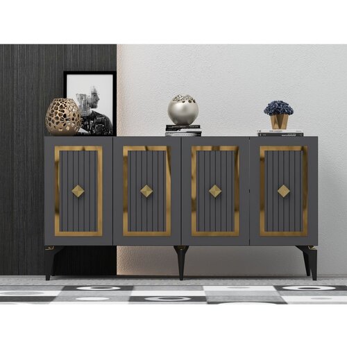 Woody Fashion Nora - Anthracite, Gold AnthraciteGold Console Slike