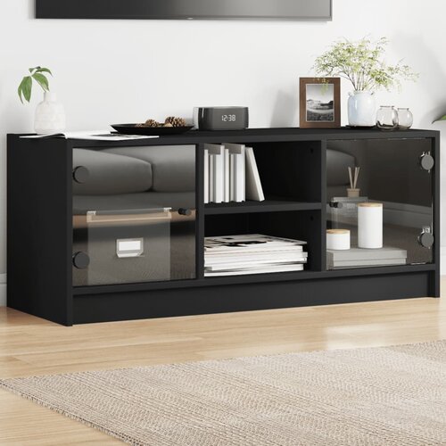 vidaXL TV ormarić sa staklenim vratima crni 102x37x42 cm Cijene