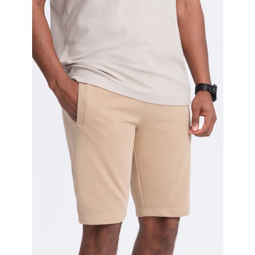 Ombre BASIC men's cotton sweatshorts - beige Cene