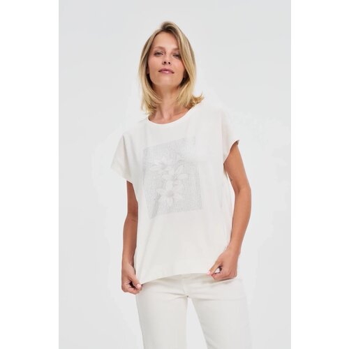 Marisse Cotton Blouse With Print, White Slike