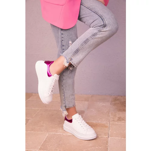 Soho White-Fuchsia Women's Sneakers 15732