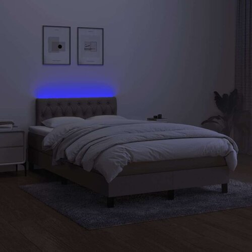 Krevet s oprugama i madracem LED smeđesivi 120x190cm od tkanine Slike