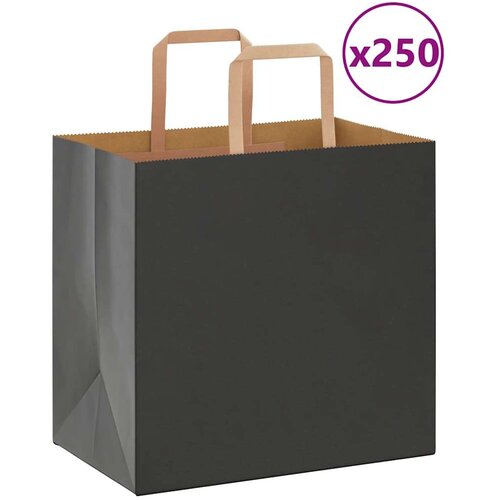  Papirnate vrećice 250 kom s ručkama crne 26x17x25 cm Cene