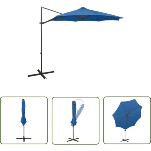  The Living Store Vrtni senčnik z LED lučkami sinje moder 300 cm - Previsni Senčnik, (21743044) Slike