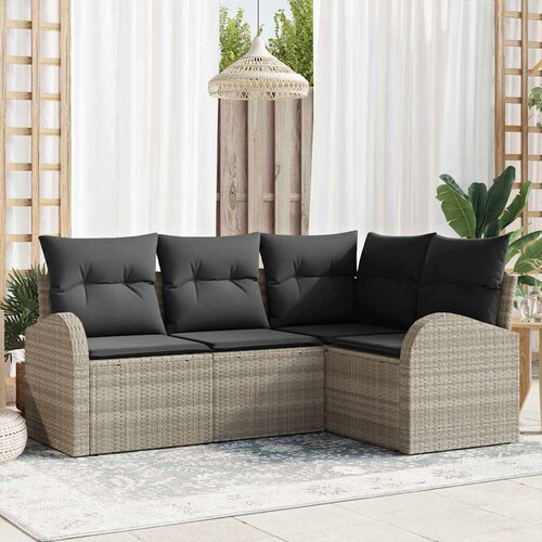  Sjedeća garnitura za vrt 4 kom. Svijetlo siva poliratan Svjetlosiva 179 x 124 x 85 cm Slike