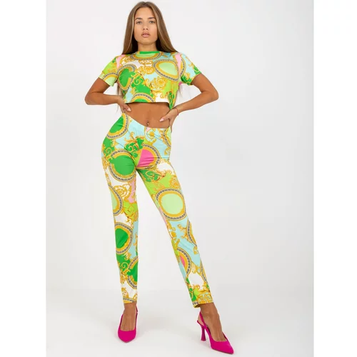 Fashion Hunters Light green fitted casual set with prints