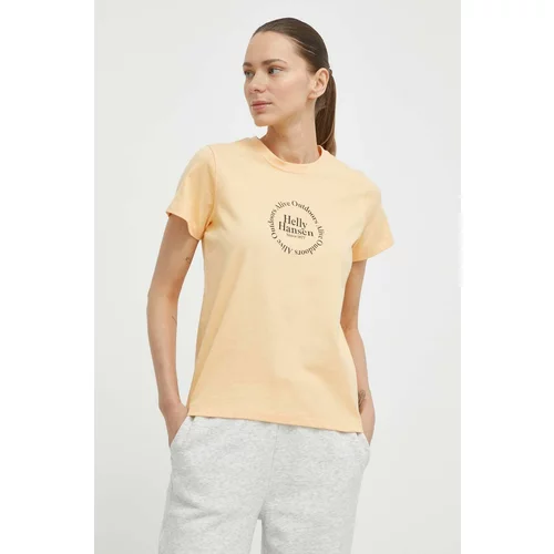 Helly Hansen Bombažna kratka majica ženski, rumena barva