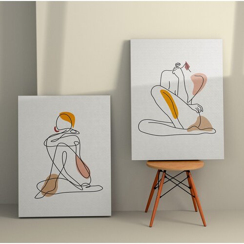 Wallity 2KNV4289 - 70 x 100 multicolor decorative canvas painting (2 pieces) Cene