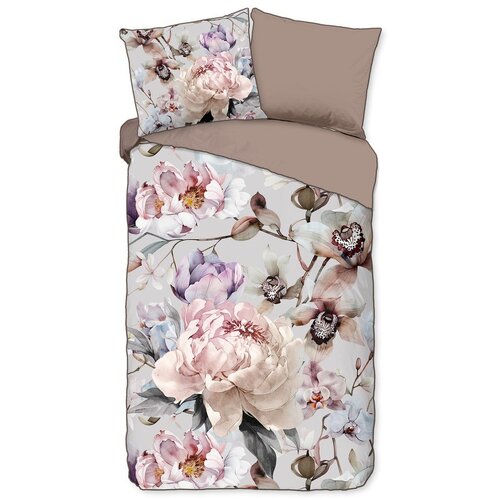 Descanso Siva/smeđa posteljina za krevet za jednu osobu/za produženi krevet od pamučnog satena 140x220 cm Colinda &amp;ndash; Slike