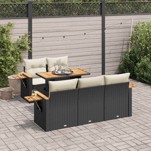 6-dijelni set vrtnih sofa s jastucima crni od poliratana bagrem Cene