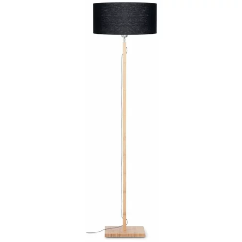 Good&Mojo Podna svjetiljka s crnim sjenilom i Good & Mojo Fuji konstrukcijom od bambusa