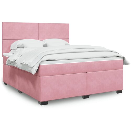 vidaXL Box spring postelja z vzmetnico roza 180x200 cm žamet Cene