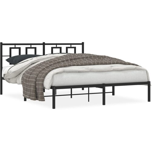 VidaXL Metalni okvir za krevet s uzglavljem crni 150x200 cm Slike