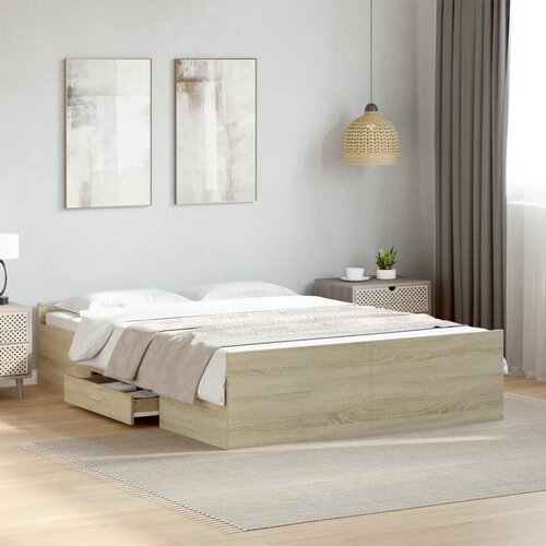 Furnova Posteljni okvir s predali sonoma hrast 120x190cm inženirski les, (21934712) Slike