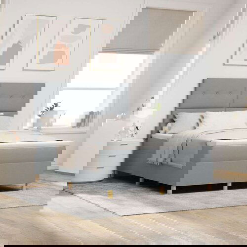 Box Spring Krevet s Madracem Svjetlosiva 140x200 cm Tkanina Cijene