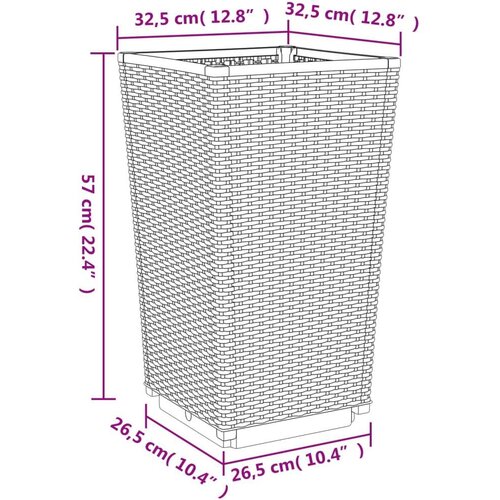 VidaXL Vrtne sadilice 2 kom sive 32 5 x 32 5 x 57 cm od PP-a Slike