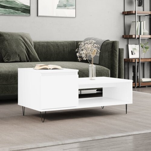 The Living Store Klubska mizica Bela 100x50x45 cm inženirski les - Klubska Mizica, (21575003) Cene