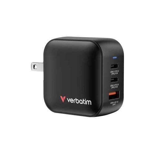 Verbatim Mini GaN Charger adaptar za putovanje 70 W 1x USB-A, 2x USB-C&amp;reg; Power Delivery 3.0, QC 3.0, QC 4+ brzi punjač, G Slike