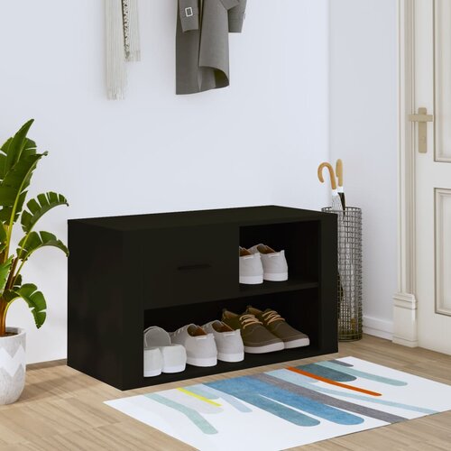 vidaXL Omarica za čevlje črna 80x35x45 cm inženirski les Cene