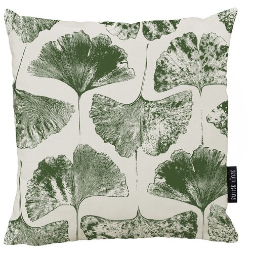 Butter Kings Pamučna jastučnica Ginkgo Biloba zelena i bijela, 50 x 50 cm Slike