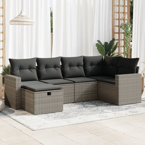 vidaXL 6-dijelni set vrtnih sofa od poliratana s jastucima sivi Cijene