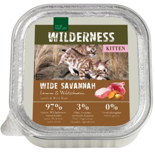 Real Nature Cat Wilderness Kitten Wide Savannah jagnjetina, divja svinja 100g AL Cene