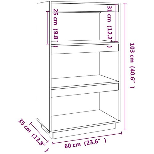  za knjige / pregrada boja meda 60x35x103 cm borovina Slike