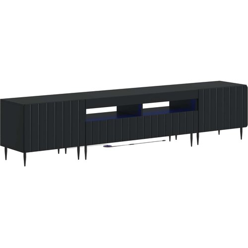  5-dijelni LED TV ormarić Crna Konstruirano drvo Cene