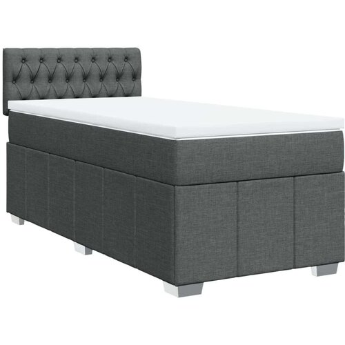 vidaXL Box spring postelja z vzmetnico temno siva 90x200 cm blago Cene
