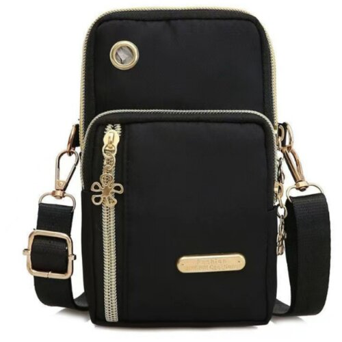 INF Ženska torba z naramnico za mobilni telefon, lahka naramnica iz blaga Oxford Black, (21296776) Slike